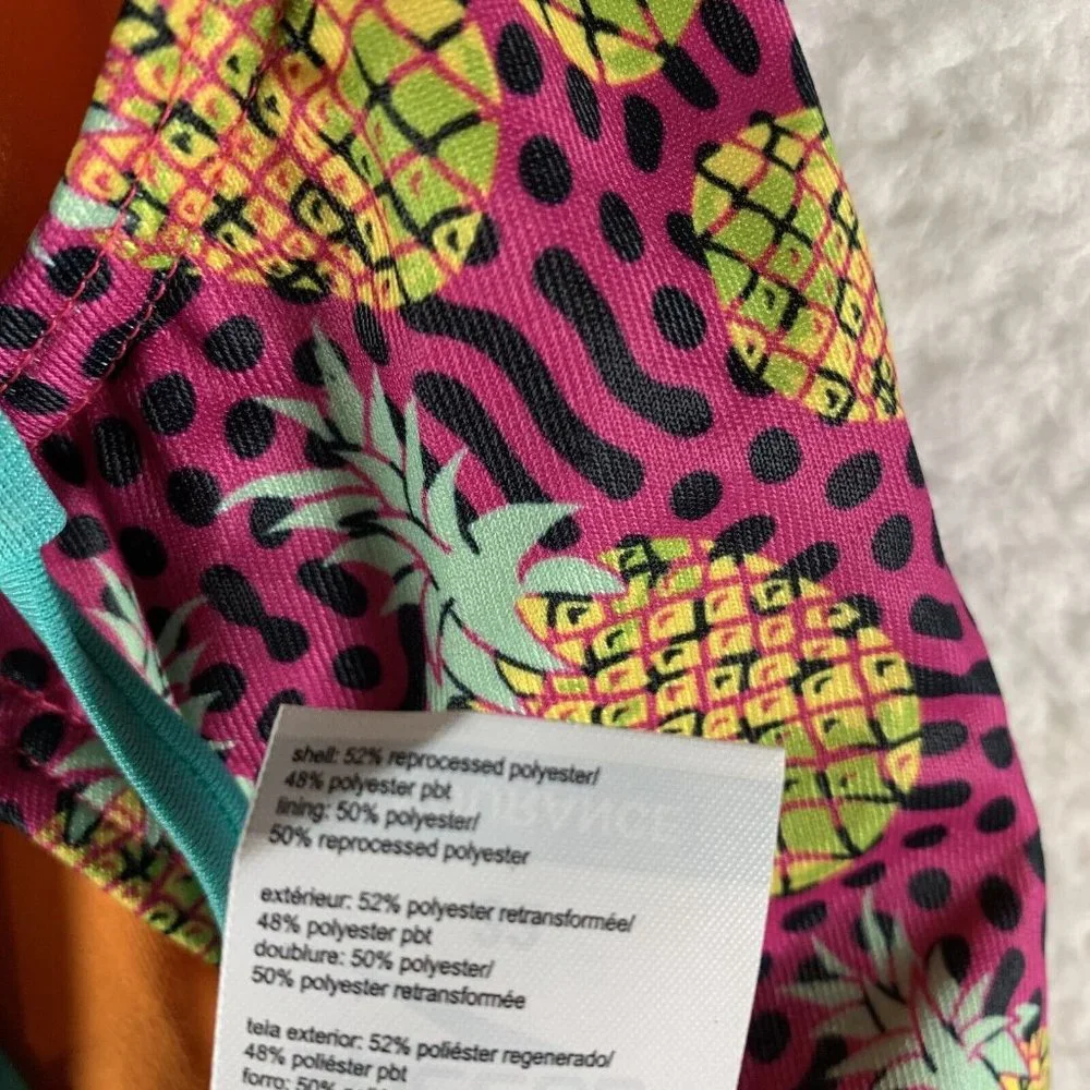 Speedo Swimsuit Womens 32 Pineapple Print Stretch Tie Back‎ Beach One Piece 8078